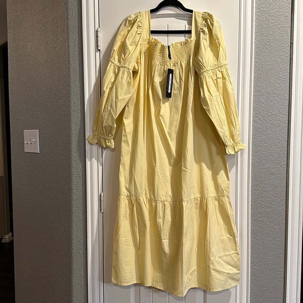 Yellow Puff Sleeve Maxi Dress